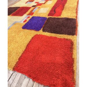 1920s Multicolor Geometric Modern Antique European Art Deco Room Sized Wool Rug - detail view 3