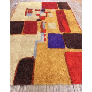 1920s Multicolor Geometric Modern Antique European Art Deco Room Sized Wool Rug - detail view 5