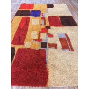 1920s Multicolor Geometric Modern Antique European Art Deco Room Sized Wool Rug - detail view 6