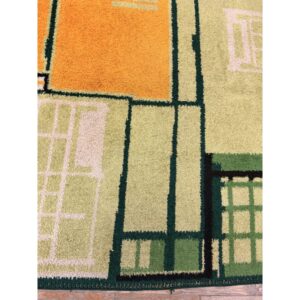 1920s Rare Green Ground Geometric Antique European Art Deco Mid Sized Wool Rug - detail view 7