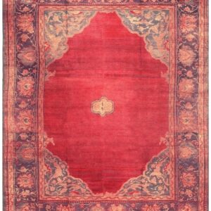 1920s Red Ground Donegal Medallion Antique European Arts & Crafts Large Wool Rug