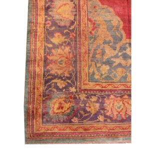1920s Red Ground Donegal Medallion Antique European Arts & Crafts Large Wool Rug - detail view 3