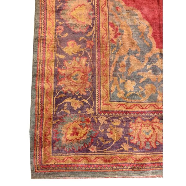 1920s red ground donegal medallion antique european arts & crafts large wool rug - detail view 3