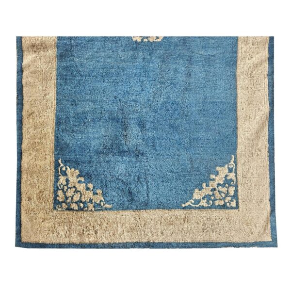 1920s traditional blue ground medallion antique chinese peking wool small rug 6 1920s traditional blue ground medallion antique chinese peking wool small rug - detail view 5