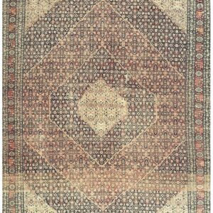 1920s Traditional Red Rust Field Medallion Antique Tabriz Handknotted Wool Room Size Rug