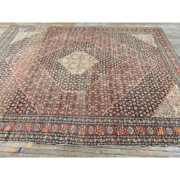 1920s traditional red rust field medallion antique tabriz handknotted wool room size rug 2 1920s traditional red rust field medallion antique tabriz handknotted wool room size rug - detail view 1