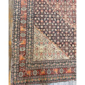 1920s Traditional Red Rust Field Medallion Antique Tabriz Handknotted Wool Room Size Rug - detail view 2