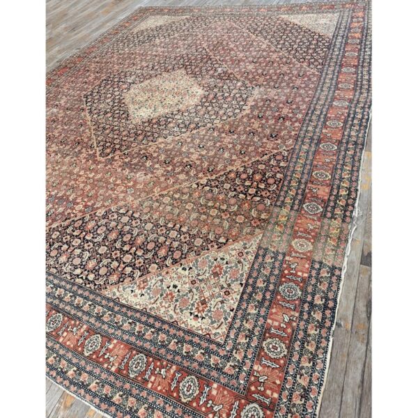 1920s traditional red rust field medallion antique tabriz handknotted wool room size rug 4 1920s traditional red rust field medallion antique tabriz handknotted wool room size rug - detail view 3
