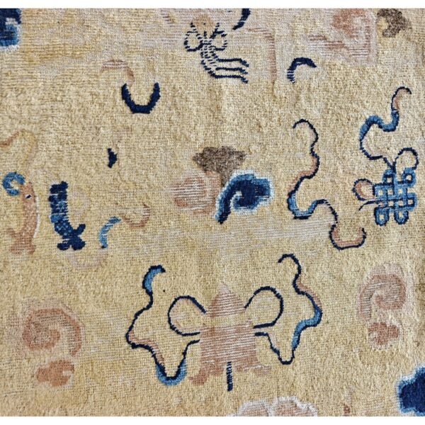 1920s yellow field geometric antique chinese ningxia knotted wool rug 3 1920s yellow field geometric antique chinese ningxia knotted wool rug - detail view 2
