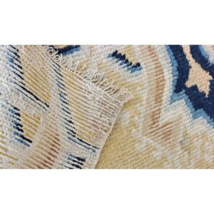 1920s Yellow Field Geometric Antique Chinese Ningxia Knotted Wool Rug - detail view 5