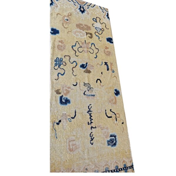 1920s yellow field geometric antique chinese ningxia knotted wool rug 8 1920s yellow field geometric antique chinese ningxia knotted wool rug - detail view 7