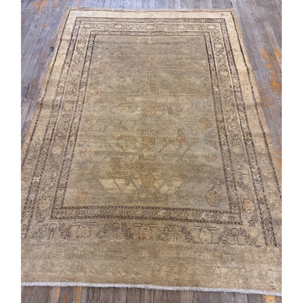 1930s antique geometric floral antique chinese khotan knotted wool rug 6 1930s antique geometric floral antique chinese khotan knotted wool rug - detail view 5