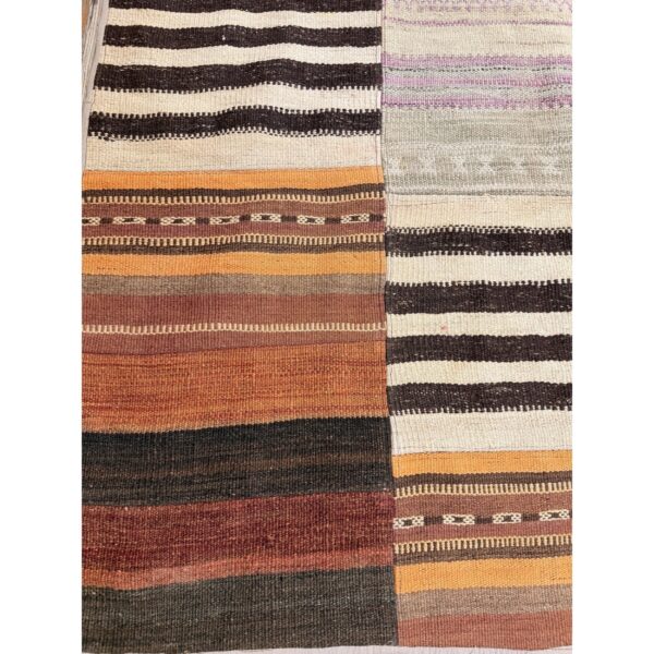 1930s colorful geometric antique turkish village kilim flatweave room size rug - detail view 4