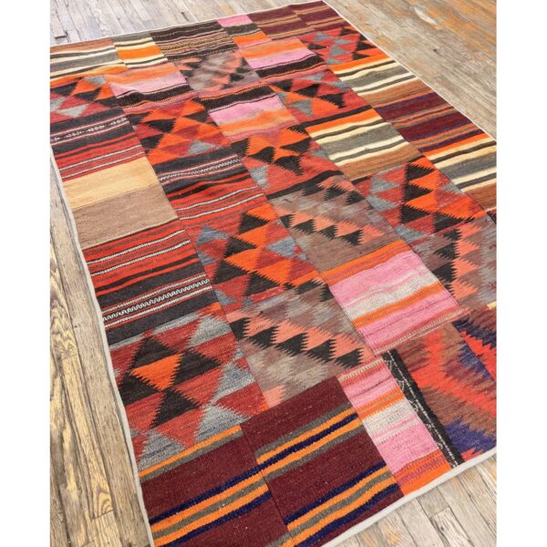 1930s mid-sized multi geometric antique turkish village kilim flatweave wool rug 7 1930s mid-sized multi geometric antique turkish village kilim flatweave wool rug - detail view 6