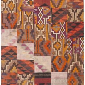 1930s Multi Geometric Antique Turkish Village Traditional Kilim Small Rug