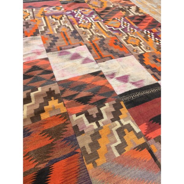 1930s multi geometric antique turkish village traditional kilim small rug 4 1930s multi geometric antique turkish village traditional kilim small rug - detail view 3
