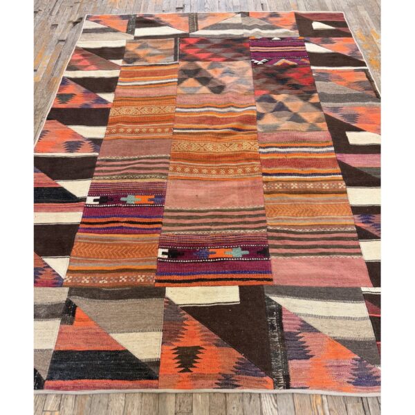 1930s multicolor geometric antique turkish village flatwoven wool kilim rug 3 1930s multicolor geometric antique turkish village flatwoven wool kilim rug - detail view 2