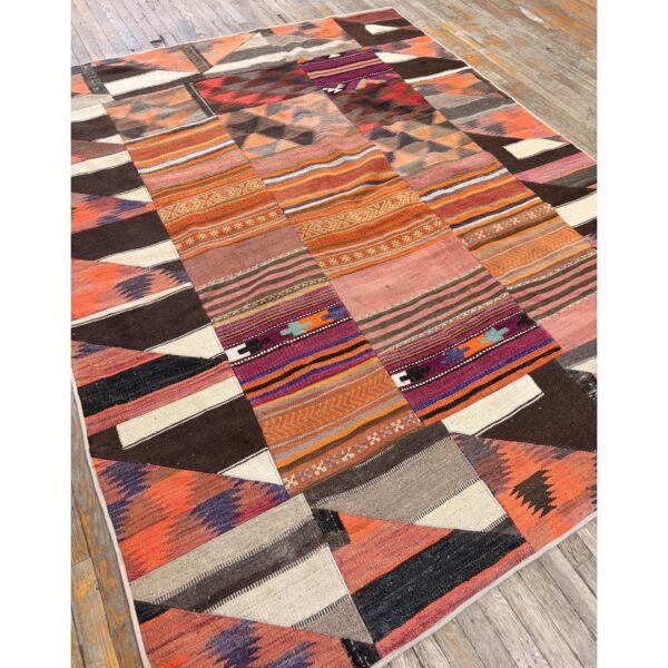 1930s multicolor geometric antique turkish village flatwoven wool kilim rug 4 1930s multicolor geometric antique turkish village flatwoven wool kilim rug - detail view 3