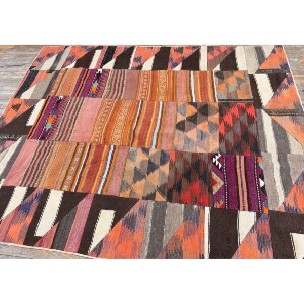 1930s multicolor geometric antique turkish village flatwoven wool kilim rug 6 1930s multicolor geometric antique turkish village flatwoven wool kilim rug - detail view 5