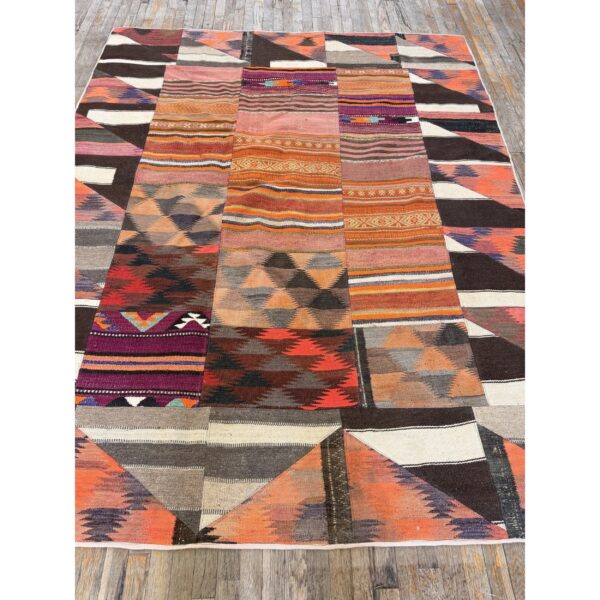 1930s multicolor geometric antique turkish village flatwoven wool kilim rug 7 1930s multicolor geometric antique turkish village flatwoven wool kilim rug - detail view 6