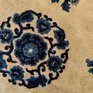 1930s Rectangle Antique Chinese - Peking Knotted Small Scatter Size Wool Ivory Rug, detail photo 1, stock number 25892