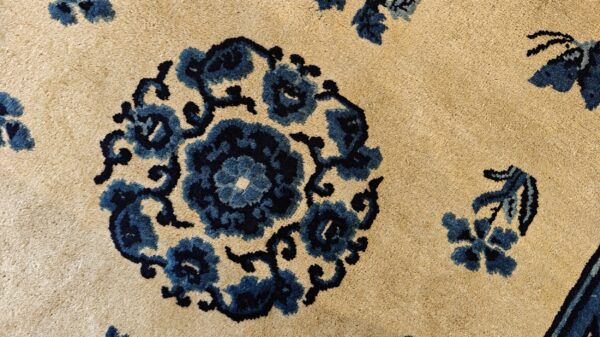 1930s rectangle antique chinese - peking knotted small scatter size wool ivory rug, detail photo 1, stock number 25892