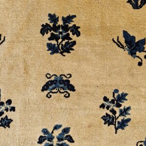 1930s Rectangle Antique Chinese - Peking Knotted Small Scatter Size Wool Ivory Rug, detail photo 4, stock number 25892