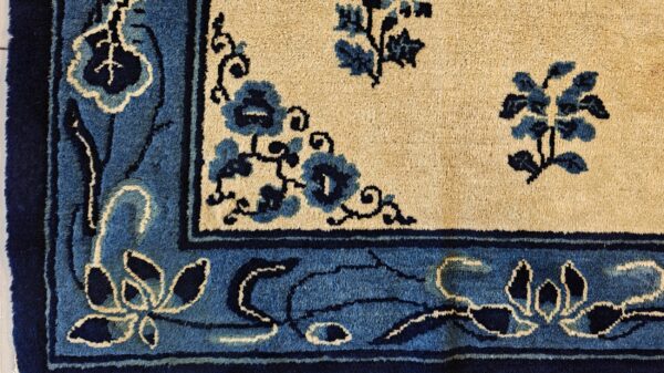 1930s rectangle antique chinese - peking knotted small scatter size wool ivory rug, detail photo 6, stock number 25892