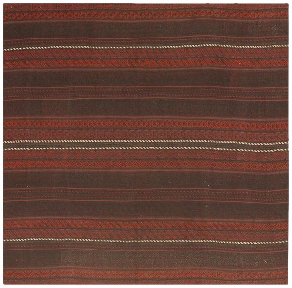 1950s brown field geometric stripe vintage turkish decorative kilim square rug 1 1950s brown field geometric stripe vintage turkish decorative kilim square rug