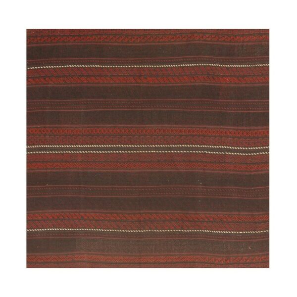 1950s brown field geometric stripe vintage turkish decorative kilim square rug 3 1950s brown field geometric stripe vintage turkish decorative kilim square rug - detail view 2