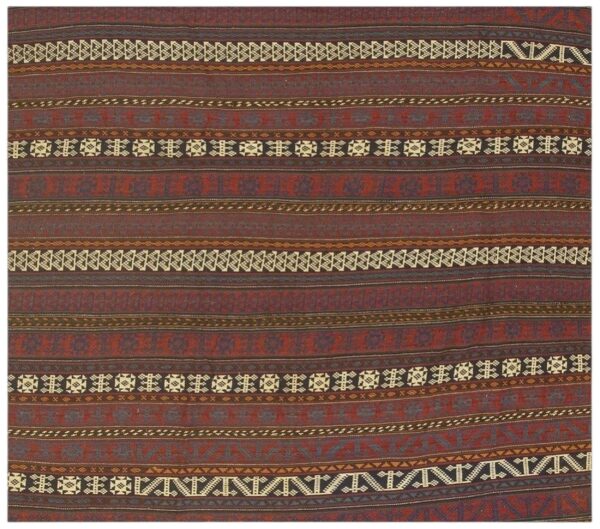 1950s brown field geometric vintage turkish kilim flatweave wool square rug 1 1950s brown field geometric vintage turkish kilim flatweave wool square rug