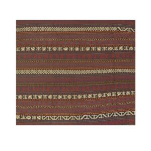 1950s Brown Field Geometric Vintage Turkish Kilim Flatweave Wool Square Rug - detail view 4
