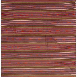 1950s Colorful Stripe Geometric Vintage Turkish Decorative Kilim Flatweave Rug