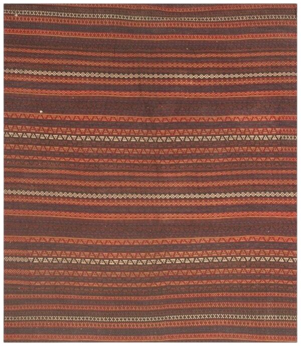 1950s mid-century anatolian flat-weave multi geometric turkish kilim square rug 1 1950s mid-century anatolian flat-weave multi geometric turkish kilim square rug