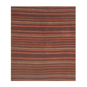 1950s Mid-Century Anatolian Flat-Weave Multi Geometric Turkish Kilim Square Rug - detail view 6