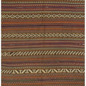 1950s Mid-Century Anatolian Square Stripe Flat-Weave Turkish Kilim Rug 7'8"x7'9