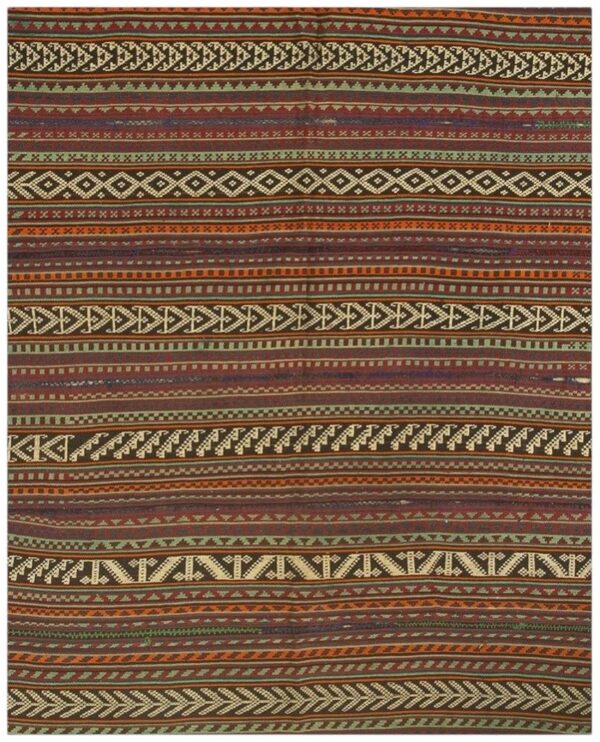 1950s mid-century anatolian square stripe flat-weave turkish kilim rug 7'8"x7'9 1 1950s mid-century anatolian square stripe flat-weave turkish kilim rug 7'8"x7'9