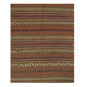1950s Mid-Century Anatolian Square Stripe Flat-Weave Turkish Kilim Rug 7'8"x7'9 - detail view 3