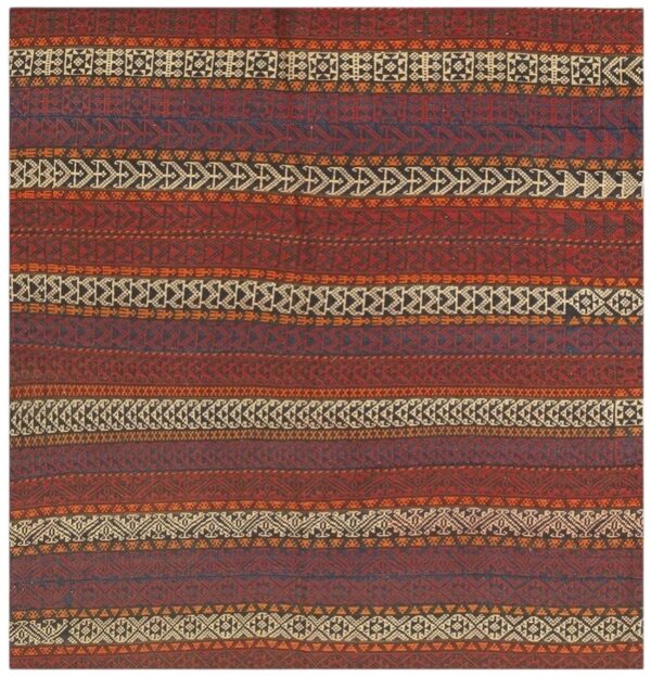 1950s mid-century square geometric anatolian turkish kilim wool rug 5'6"x5'6"