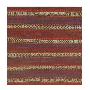 1950s Mid-Century Square Geometric Anatolian Turkish Kilim Wool Rug 5'6"x5'6" - detail view 6