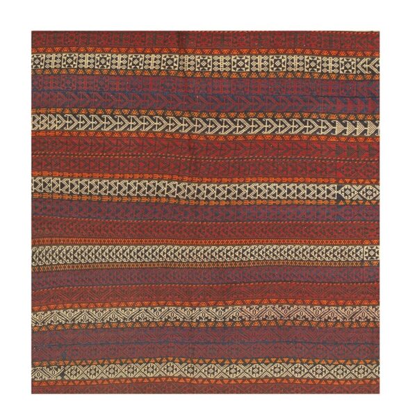 1950s mid-century square geometric anatolian turkish kilim wool rug 5'6"x5'6" - detail view 6