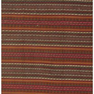 1950s Multicolor Ground Stripe Vintage Turkish Decorative Kilim Flatwoven Rug