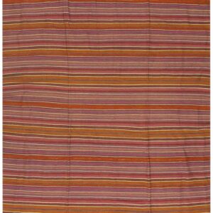 1950s Multicolor Stripe Geometric Vintage Turkish Kilim Flatweave Wool Small Rug