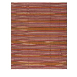 1950s Multicolor Stripe Geometric Vintage Turkish Kilim Flatweave Wool Small Rug - detail view 1