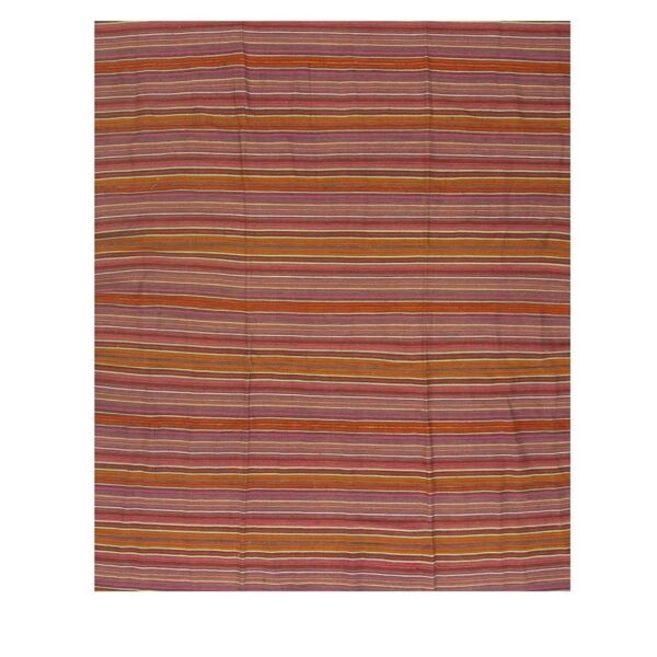 1950s multicolor stripe geometric vintage turkish kilim flatweave wool small rug 4 1950s multicolor stripe geometric vintage turkish kilim flatweave wool small rug - detail view 3
