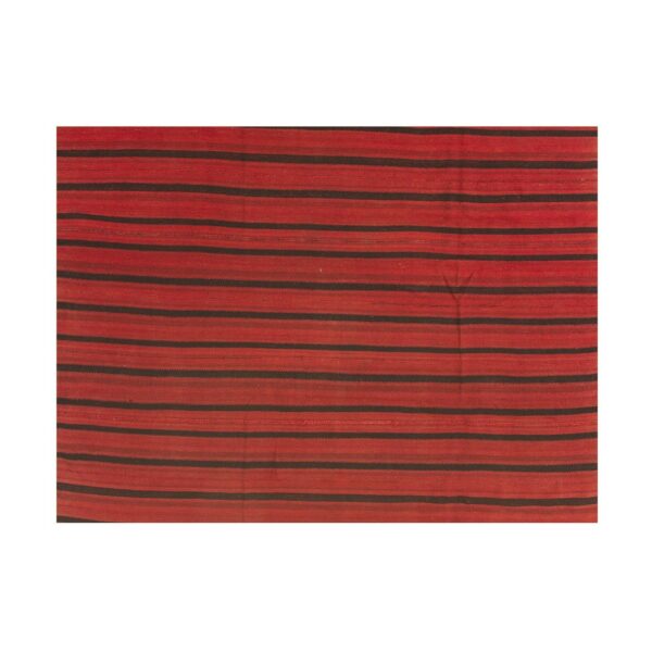 1950s red field modern stripe vintage turkish kilim flatweave wool small rug 4 1950s red field modern stripe vintage turkish kilim flatweave wool small rug - detail view 3