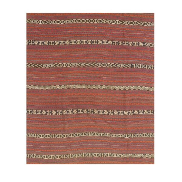1950s vintage mid-century rustic chic geometric turkish kilim flatweave wool rug 6 1950s vintage mid-century rustic chic geometric turkish kilim flatweave wool rug - detail view 5