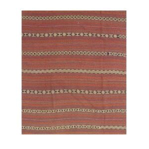 1950s Vintage Mid-Century Rustic Chic Geometric Turkish Kilim Flatweave Wool Rug - detail view 7