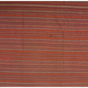 1950s Vintage Multicolor Stripe Turkish Decorative Kilim Flatweave Small Rug