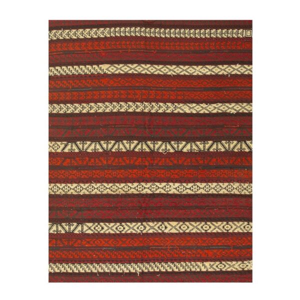 1950s vintage red field stripe modern turkish decorative kilim wool small rug 2 1950s vintage red field stripe modern turkish decorative kilim wool small rug - detail view 1